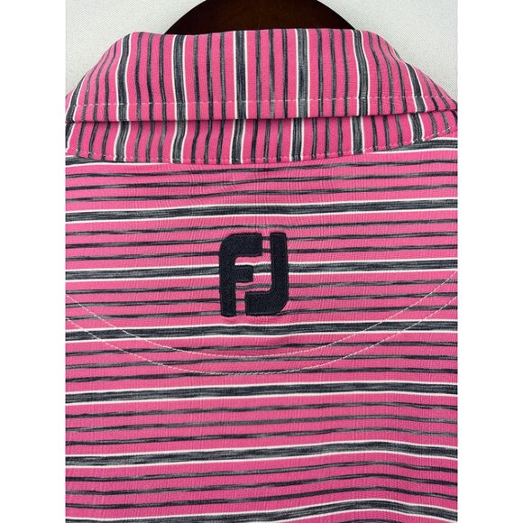 Men’s FootJoy XXL Pink with Gray & White Stripes Golf Shirt - Picture 4 of 6